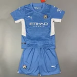 Manchester City 2021/22 Home Kids Jersey And Shorts Kit