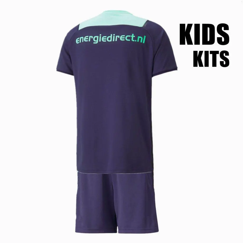 PSV Eindhoven 2021/22 Away Kids Jersey And Shorts Kit